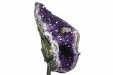 Amethyst Geode Section with Calcite on Metal Stand - Uruguay #171907-4